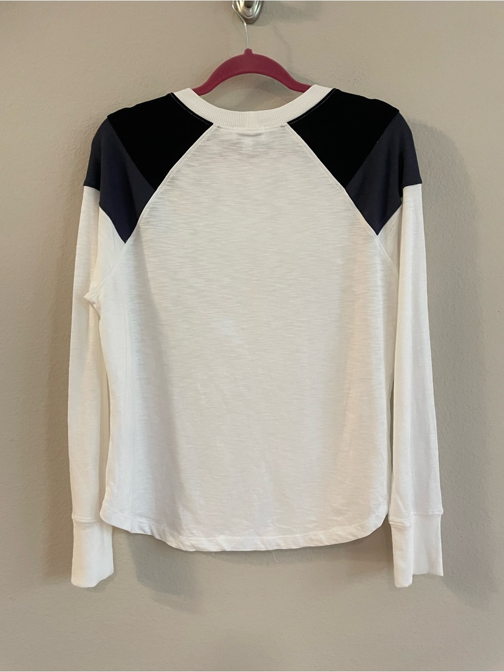 New Evereve Audrey Colorblock Slub Cotton Raglen Long Sleeve Tee Size L - Picture 6 of 6